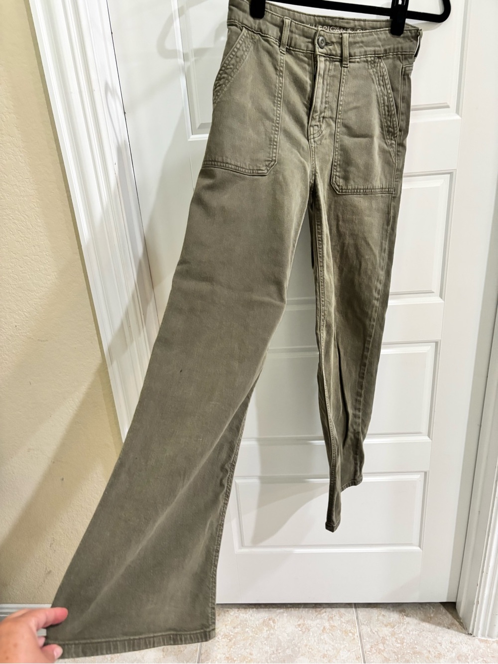 American Eagle Olive Green Stretch Utility Pants size 0 short - Picture 2 of 7